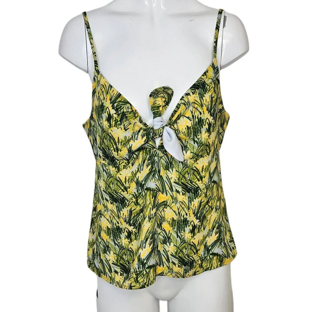 Aritzia Sunday Best Safari Floral Tie Front Cami Tank Top Size Small